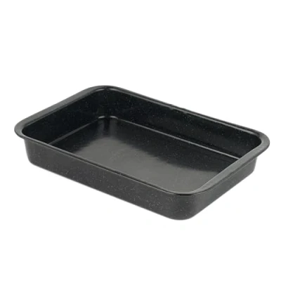 Image of Russell Hobbs COMBO 9094 Set of 2 Romano Vitreous Enamel Roasters, 36 cm, Black, Dishwasher Safe, Rectangular Roasting Tin for Vegetables and Meat, Oven Safe Up to 230 Degrees, x 25 4 cm