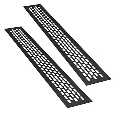 Image of sossai® Aluminium Ventilation Grille Alucratis (Pack of 2) Rectangular Dimensions: 44 x 6 cm Colour: Black Powder Coated