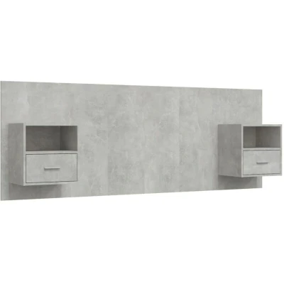 Image of Bed Headboard with Cabinets Concrete Grey Engineered Wood Vidaxl