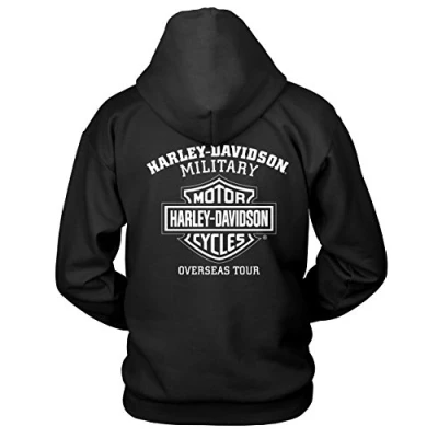 Image of Harley Davidson Military Pullover Hoodie Handmade Willie Overseas Tour