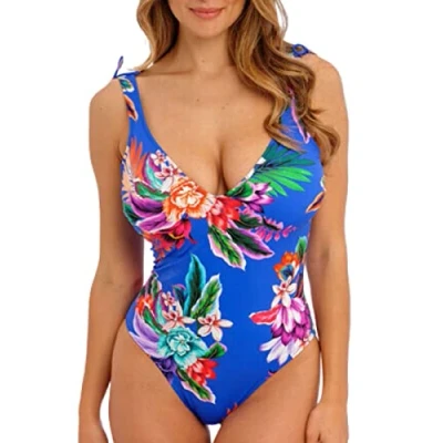 Image of Fantasie Halkidiki Plunge Swimsuit Ultramarine Blue 32F