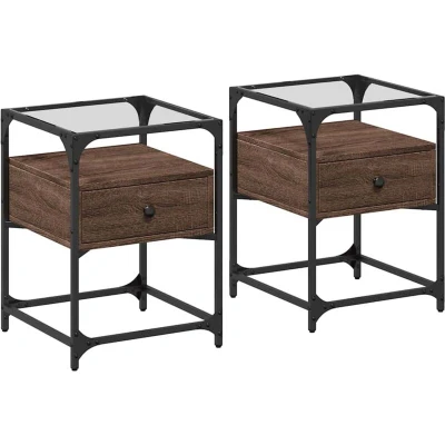 Image of vidaXL Bedside Cabinets 2 pcs Brown Oak 40x40x55 cm Engineered Wood