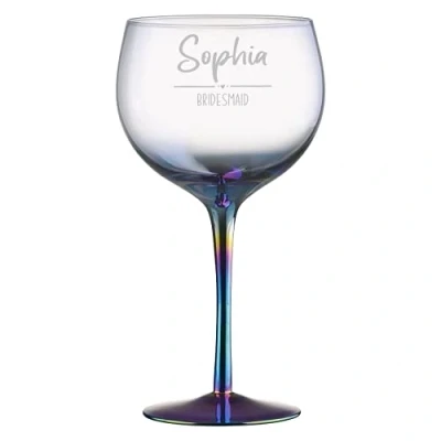 Image of Personalised Glass Bridal Party Metallic Gin Glass, Bridesmaid