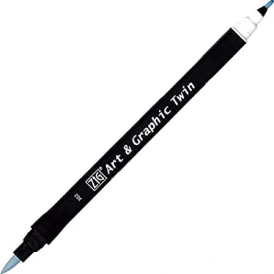 Image of Kuretake ZIG Art and Graphic Twin Tip Brush Marker Pen 302 Pastel Blue