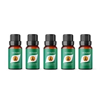 Image of Aroma Energy Vetiver Essential Oil 50ml (5 x 10ml Bottles) 100% Pure &amp; Natural