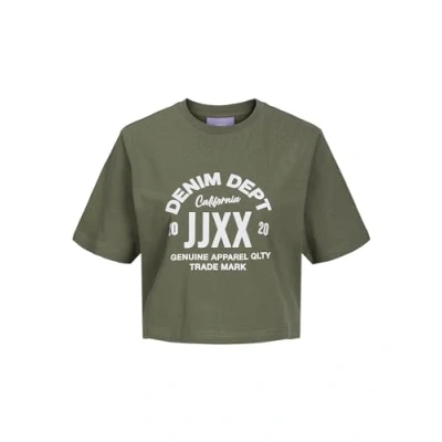 Image of JJXX Women&#039;s Jxbrook RLX Ss Tee JRS Sn T Shirt, Four Leaf Clover/Print: Denim dept, S