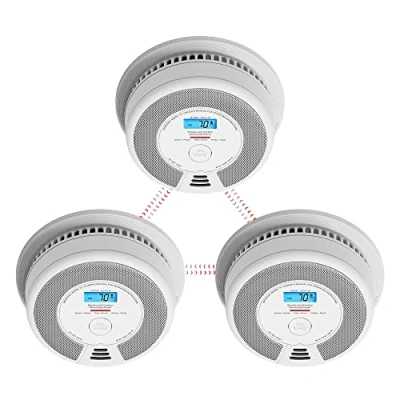 Image of X Sense Wireless Interlinked Combination Smoke and Carbon Monoxide Alarm, Alarm for Home with LCD Display &amp; 10 Year Battery, Link+ Series, SC07 W, 3 Pack