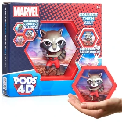 Image of WOW! PODS 4D MARVEL Rocket Connectable Collectable Bobble head figure that Bursts from their World into Yours Wall or Shelf Display Toys and Gifts Series 1 no. 459