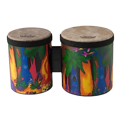 Image of Remo KD 5400 01 Kids Percussion Bongo 5&quot; und 6&quot; x 6,5&quot; Rain Forest Design