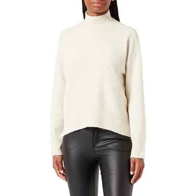 Image of Bestseller A/S Women&#039;s Vmdofwool Ls High Neck Pullover Ga Noos Sweater, Birch/Detail:melange, M