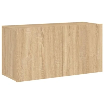 Image of vidaXL Wall mounted TV Cabinet in Sonoma Oak Finish Durable Engineered Wood Structure Modern aesthetics for Living Room Ample Storage 80x30x41 cm