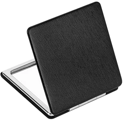 Image of YTZJ Direct Premium Compact Makeup Mirror for Men, Women and Girls, Black Portable Travel Vanity Mirrors Pocket Wallet Purse Handbag, Foldable 2 Sided Magnifying Cosmetic