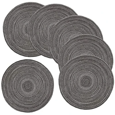 Image of Alnicov 15Inch Round Placemats Set of 6,Cotton Woven Rattan Heat Resistant Tablemat for Dining Table Holiday Christmas Kitchen Mat(Dark Gray)