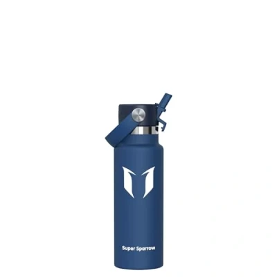 Image of Super Sparrow Kids Water Bottle 350ml FlipFlow Insulated Metal Bottles with Straw Lid BPA Free Stainless Steel &amp; Leakproof Thermal Flask Ideal for Home, Office, Travel or Sports