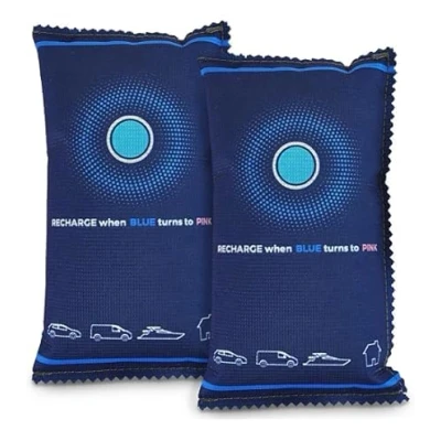 Image of Twin Pack Portable Reusable Dehumidifier Bag Silica Gel Moisture Damp Absorber Condensation Eliminator for Car, Home &amp; Caravan (350g x 2)