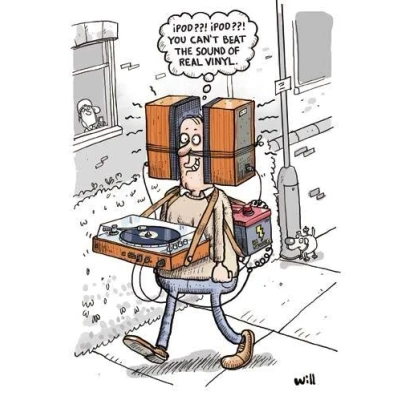 Image of Greeting Card (PH0212) Humour Birthday Real Vinyl Man With Speaker Headphones