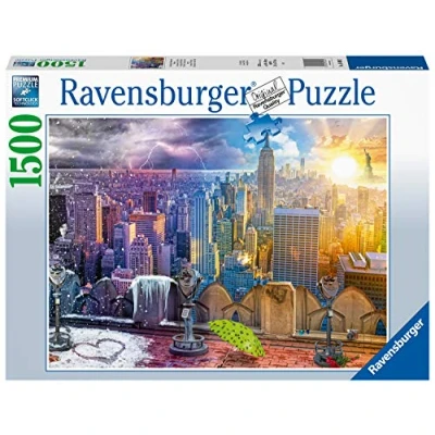 Image of Ravensburger New York Summer and Winter 1500 Piece Jigsaw Puzzle for Adults Kids Age 12 Up United States