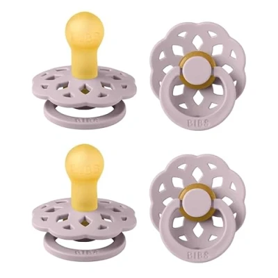 Image of BIBS Boheme Soother 4 Pack. BPA Free Dummy Pacifier, Round Nipple. Natural Rubber Latex, Made in Denmark, Size 1 (0 6 Months), Dusty Lilac