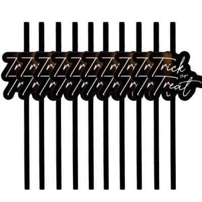 Image of Gem Imports Halloween Trick Or Treat Paper Straws Pack of 20