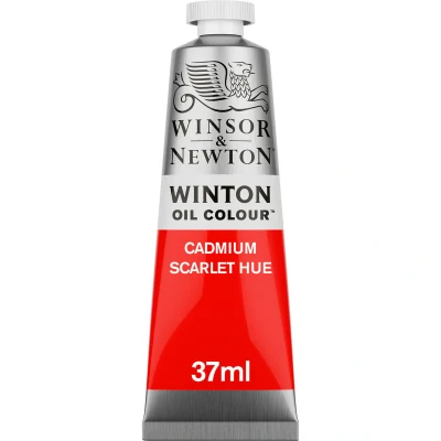 Image of Winsor &amp; Newton 1414107 Winton Oil Colour, 37ml Volume, Cadmium Scarlet Hue, Pack of 3