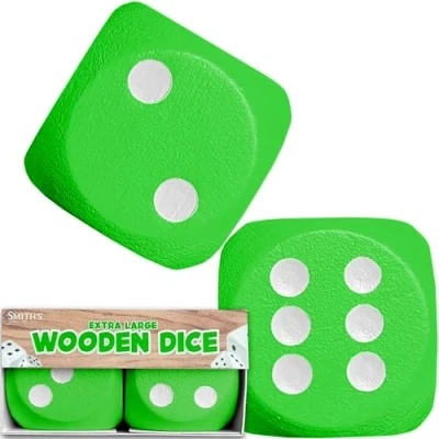 Image of Large Wooden Dice by Smith&#039;s® 3 x 3cm 2 Pack Green Educational Maths Games, Kids Board Game Accessories No Harmful Materials For Year Olds +