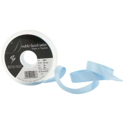 Image of Berisfords 3501 CF 15 20 m x mm Double Faced Satin Ribbon, Cornflower,Blue