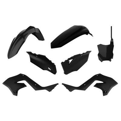 Image of Polisport Kawasaki Plastic Kit KX 125 250 2003 2008 Restyle, Black Motocross4u