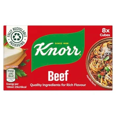 Image of Knorr beef Stock Cubes gluten free to add a rich flavour your dishes 8x 10 g