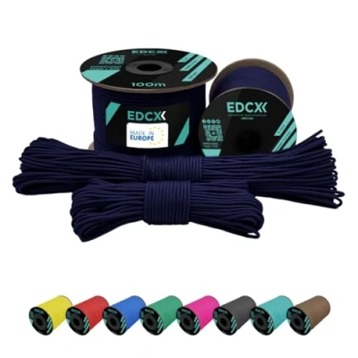 Image of EdcX 2 mm Nylon Paracord 275 (15, 30, 50 and 100 m) 100% rope, 3 Strand cord, cord in Many Colours (Navy Blue, 30