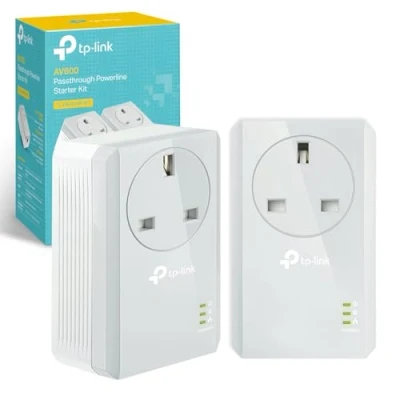 Image of TP Link TL PA4010PKIT Passthrough Powerline Adapter Starter Kit, No Configuration Required, UK Plug, Pack of 2