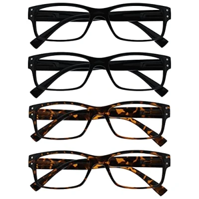Image of OPULIZE The Reading Glasses Company 4 Pack Mens Black Brown Tortoiseshell Large Designer Style Readers Spring Hinges RRRR11 1122 +1.50
