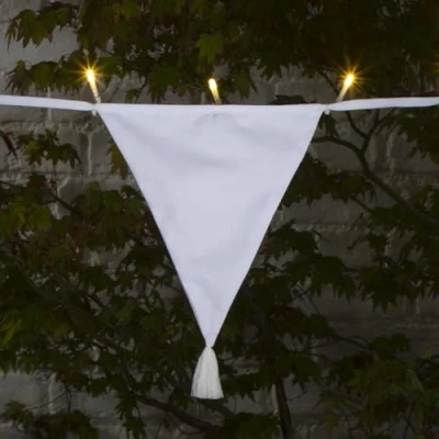 Image of Noma Solar Tasselled Bunting, 2.9 m (Pack of 1), White