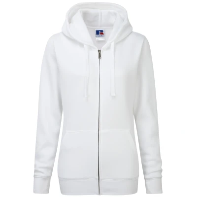 Image of Russell Athletic Womens Ladies Premium Authentic Zipped Hoodie (3 Layer Fabric) (White) Size X Small