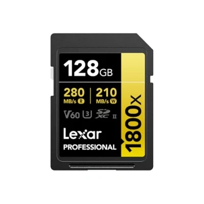 Image of Lexar 128GB Professional 1800x UHS II SDXC Memory Card (Gold Series)
