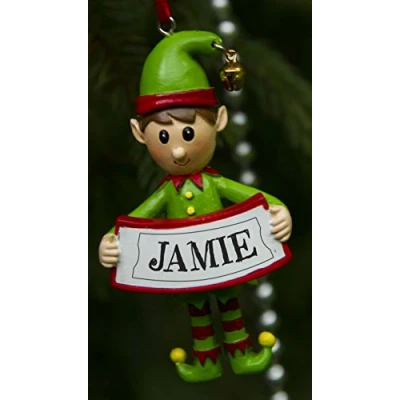 Image of Boxer Gifts Jamie Elf Christmas Tree Decoration Xmas Bauble Ornament Gift One for The Whole Family, Ceramic, Multi Colour, 8 x 4.5 2 cm