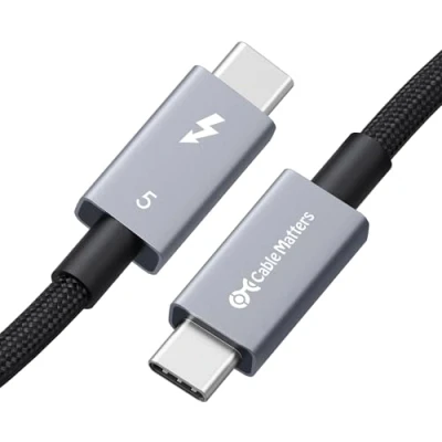 Image of Cable Matters [Intel Certified] 80Gbps Braided Thunderbolt 5 with up to 120Gbps Bandwidth Boost and 240W Charging in Black 1m, Compatible 4/3, USB4, USB C