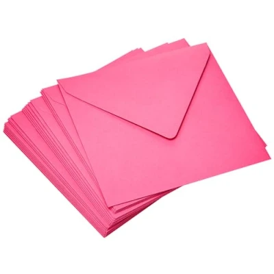Image of Clairefontaine Ref 5578C Pollen Envelopes (Pack of 20) 140 x 140mm Sized, 120gsm Paper, Gummed Seal, Inkjet &amp; Laser Printer Compatible, Acid Free Intensive Pink