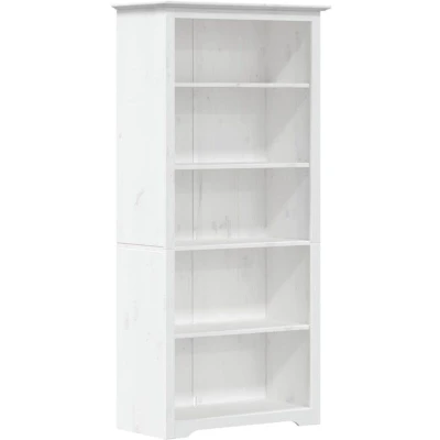 Image of vidaXL Bookcase BODO White 80x38x180 cm Solid Wood Pine 5 Tier