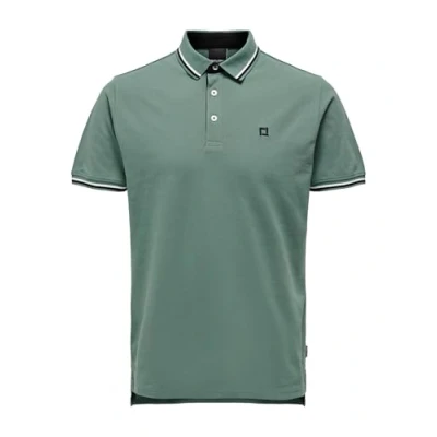 Image of ONLY &amp; SONS Men&#039;s Onsfletcher Slim SS Polo Noos Shirt, Dark Forest, S