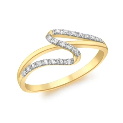 Image of CARISSIMA Gold Women&#039;s 9 ct Yellow Cubic Zirconia Wave Band Ring