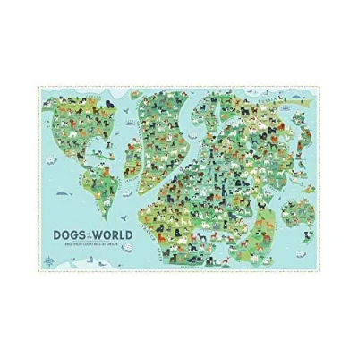 Image of TNND Dogs Of The World Map Poster Home Decor Art Wall Metal Sign 8x12 inches