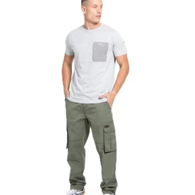 Image of Bench Mens Algoda Crew Neck Short Sleeve Pocket T Shirt Tee Top Grey Marl XXL