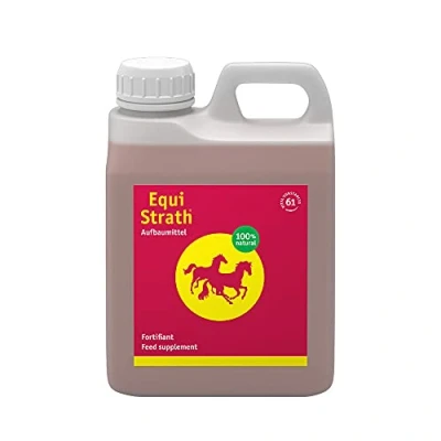 Image of EQUI STRATH Horse Supplement (1L) Herbal Yeast Feed with 61 Vital Nutrients, Vitamins &amp; Trace Minerals Health Multivitamin Liquid Gut Balancer Prebiotics