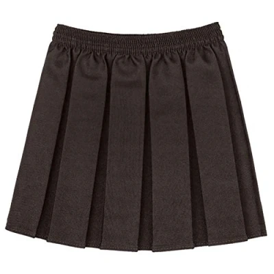 Image of Hiffy Girls Kids School Uniform Box Pleated Elasticated Waist Skirt Age 2 13 Years (Brown, 7 8 Years)