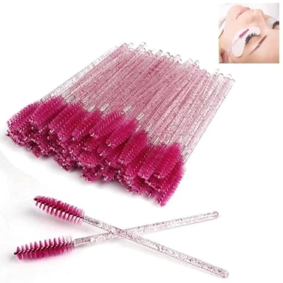 Image of 100 Pcs Eyelash Brush, Red Disposable Mascara Brushes, Wands Applicator Eyebrow Brush Makeup Kit, Castor Oil Tool for Extensions