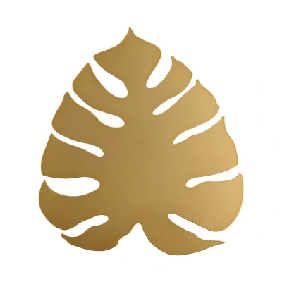 Image of Monstera Flush Wall Lamp Gold 3xG9