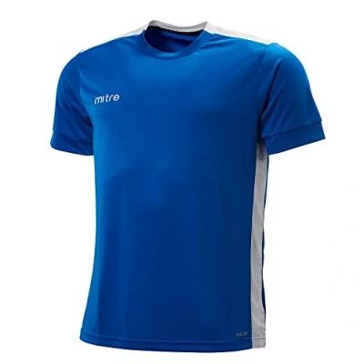 Image of Mitre Men Charge Short Sleeve Football Match Day Shirt Royal/White X Small/32 34 Inch
