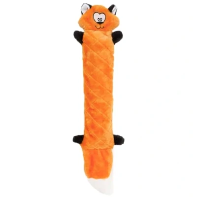 Image of ZippyPaws Jigglerz Tough No Stuffing Squeaky Plush Dog Toy with Crinkle Head and Tail Fox