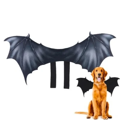 Image of Pet Bat Wings Costume Halloween Dog Cat Vampire Apparel Cosplay Pets Black Adjustable For Small Medium Large
