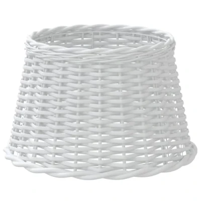 Image of vidaXL Lamp Shade Handcrafted White Wicker Ceiling/Table with Iron Holder Ø45x28 cm, Indoor Lighting Accessory
